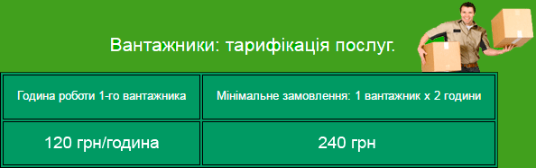 Вантажники Одеса ціни